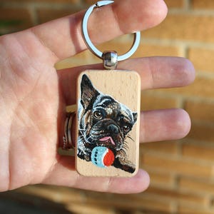 Hand-Painted Wooden Pet Keychain, Custom Portrait on Wood, Personalized Dog or Cat Gift Accessory zdjęcie 8