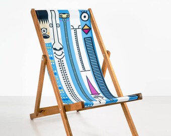 Deckchair: Concrete Sketchbook street art/illustration artist collaboration with Kev Munday, limited edition, luxury, folding chair.