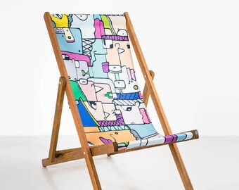 Deckchair: Concrete Sketchbook street art/illustration artist collaboration with Kev Munday, limited edition, luxury, folding chair.