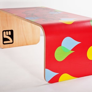 Illuskate Table - Side table, Coffee Table, Console or bench, a truely flexible bit of skateboard inspired furniture. ( Art by Droog79)
