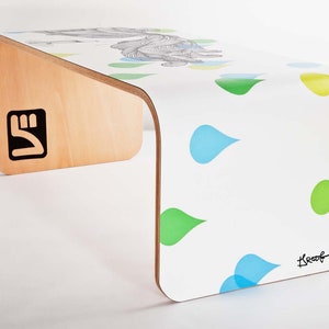 Illuskate Table - Side table, Coffee Table, Console or bench, a truely flexible bit of skateboard inspired furniture. ( Art by Droog79)