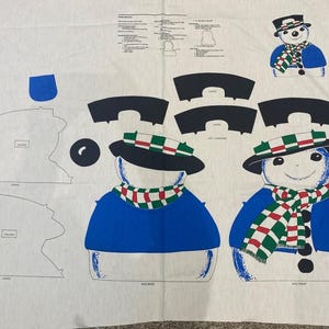 Snow Man Bag Fabric Panel Shopping Tote Bag Christmas Holiday Pocket Cut & Sew Project Snowman Purse