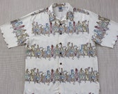 Hawaiian Shirt Men GOTCHA SPORT Hawaii Souvenir Shop Aloha Shirt Funky Surfer Trophy Dashboard Dancer Hula Girl - L - Oahu Lew 39 s Shirt Shack