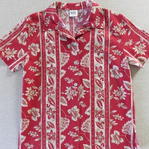 Damen Hawaii Shirt, Hawaii Aloha Top, JASON MAXWELL Hawaii Shirt, Mod Floral Designer Damen 100% Baumwolle Bluse WOMAN Size Medium