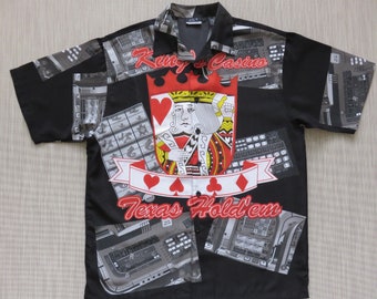 Hawaiian Gaming Shirt Cards Gambling J/E/T JET King&#39;s Casino Shirt Texas Hold&#39;em Poker Slot Machines Mens Camp - M - Oahu Lew&#39;s Shirt Shack