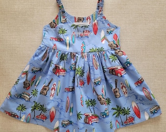 California Style CATALINA ISLAND Mädchen Hawaii Kleid, PACIFIC Legend Kids Aloha Kleid, Hergestellt in Hawaii, 100% Baumwolle Größe 1-2