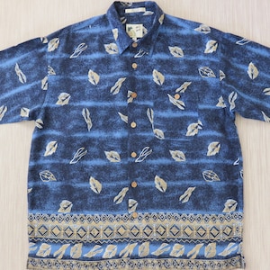 Mens Hawaiian Shirt M.E. SPORT Pacific Blue Island Aloha Shirt Hawaii Tribal Border Print Tiki-licious Camp - XL - Oahu Lew&#39;s Shirt Shack