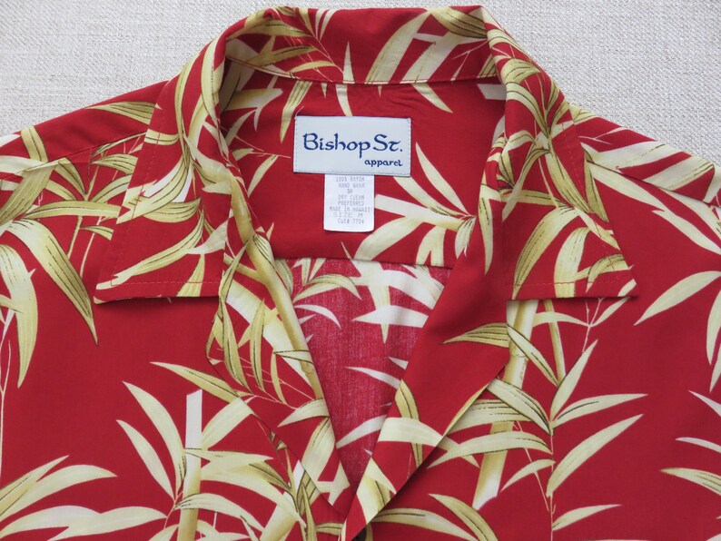 Hawaiian Shirt, BISHOP ST. Hawaiian Shirt, Tropical Aloha Wear, Made in Hawaii, Bamboo Palooza Beach Shirt, 100% Rayon Men's Size MEDIUM image 4