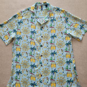 Camicia hawaiana, camicia per feste Happy Hour, cocktail tropicali, cocktail, camicia da spiaggia 100% rayon, taglia media da uomo