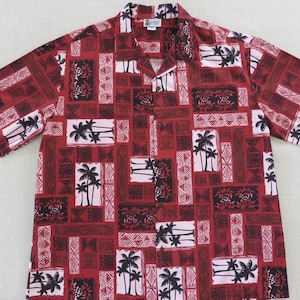 Hawaiian Shirt, ALOHA REPUBLEC Hawaiian Shirt, Tropical Aloha Shirt, Made in Hawaii, Palm Tree and Pineapple Print 100% Cotton Mens Size 2XL