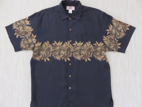 Hawaiian Shirt HILO HATTIE Black Aloha Shirt 100%… - image 1