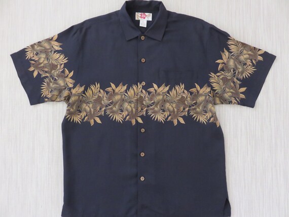 Hawaii Hemd Hilo Hattie Black Aloha Hemd 100 Seide Resort Etsy