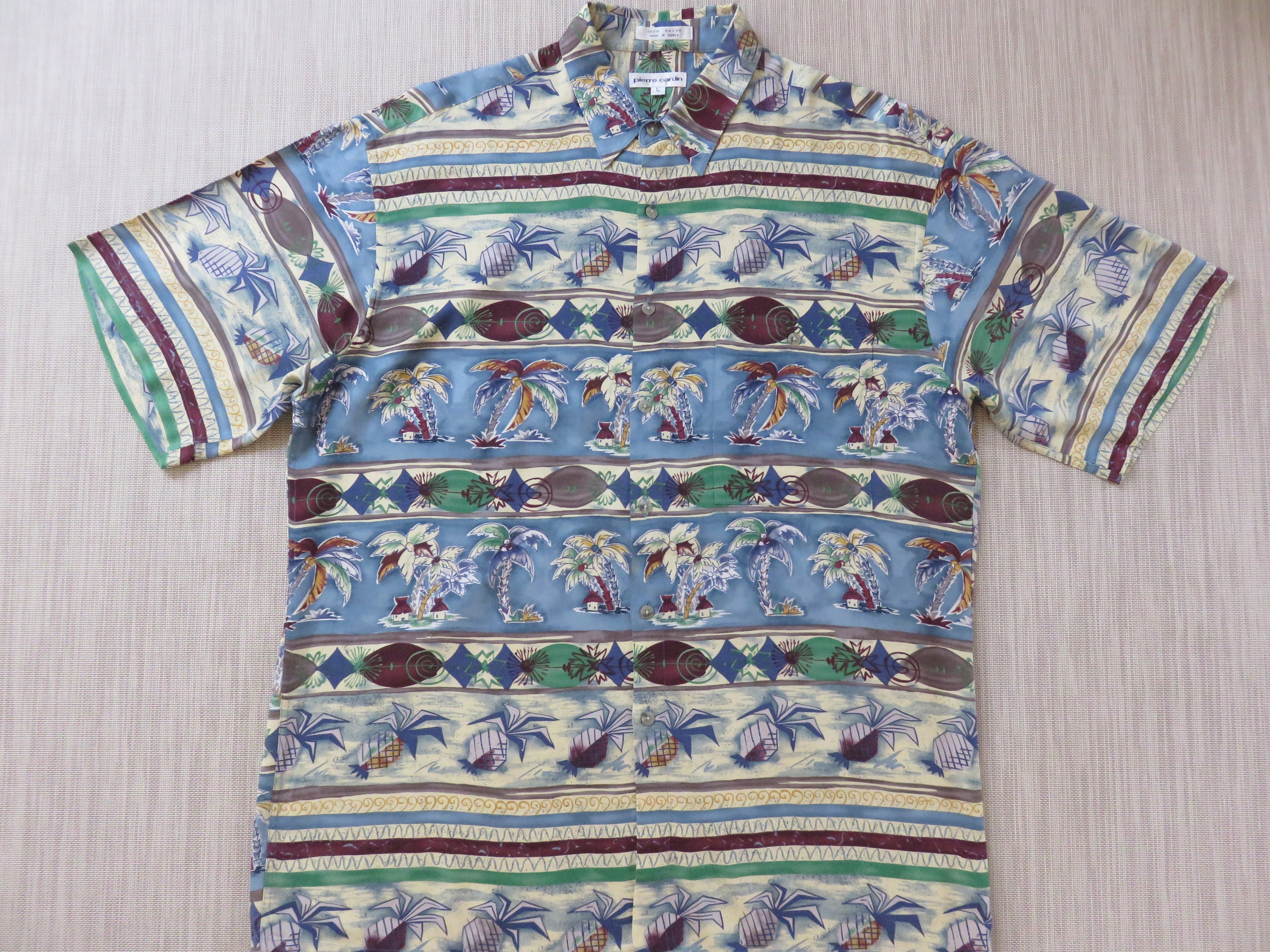 Hawaiian Shirt PIERRE CARDIN Retro Tiki Aloha Shirt Cosmic | Etsy