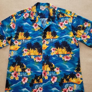 Hawaiian Shirt, PACIFIC LEGEND Hawaii Shirt, Made in Hawaii, Sunset Aloha Shirt, Hot Summer Nights, Beach Shirt 100% Cotton Mens Size 2XL