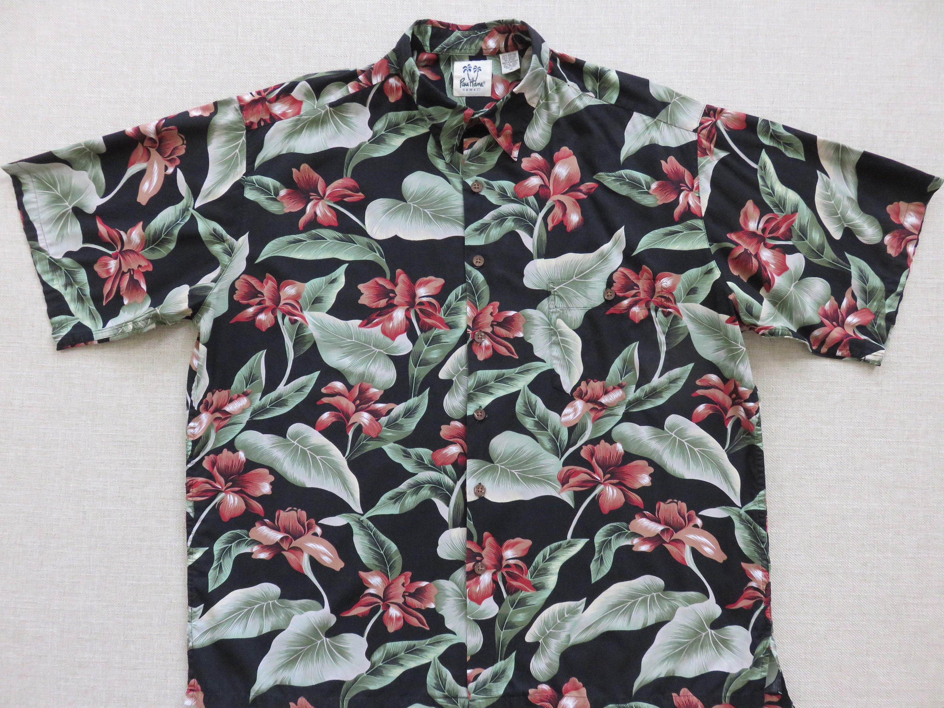 Hawaiian Shirt PAU HANA Hawaii Shirt Black Aloha Shirt - Etsy