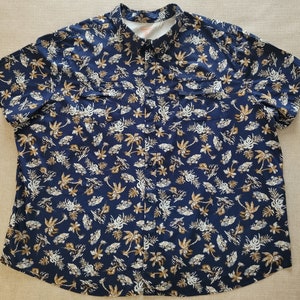 Hawaiian Shirt, BOULDER CREEK Hawaiian Shirt, Tropical Island Aloha Shirt 100% Cotton Button Down with 2 Chest Pockets, Mens Size 5XL