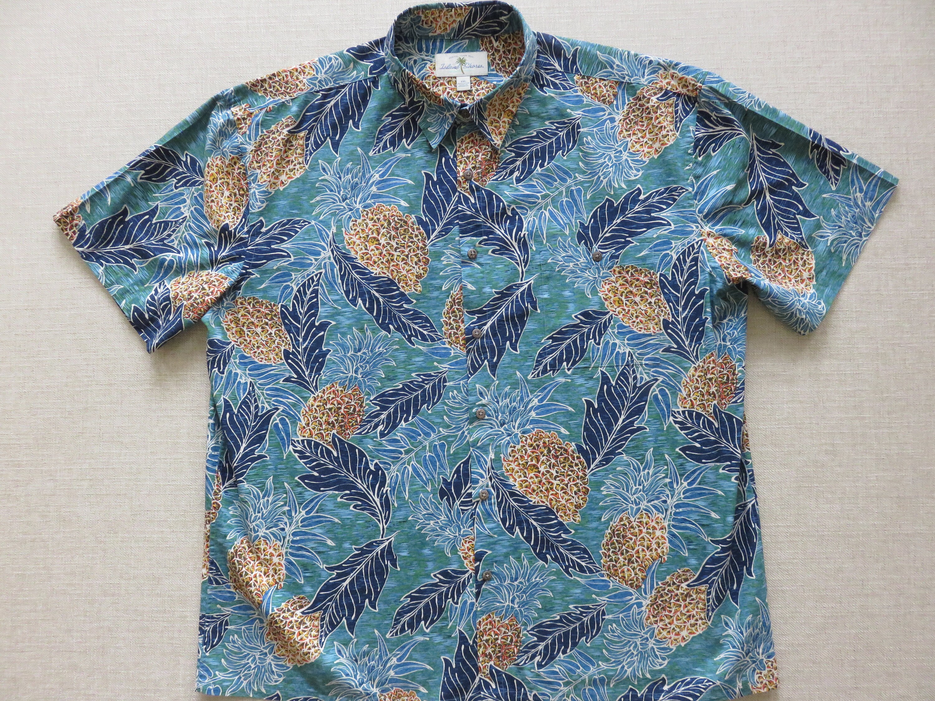 Men s Hawaiian Shirt ISLAND SHORES Aloha Shirt Blue Hawaii