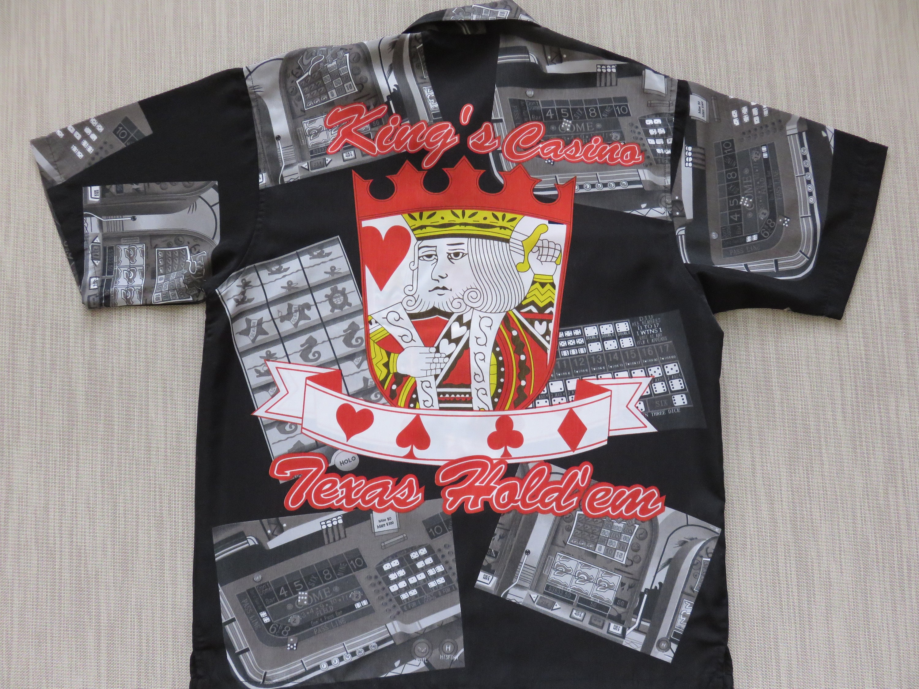 Hawaiian Gaming Shirt Cards Gambling J/E/T JET King's Casino