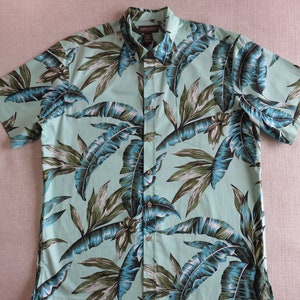 Hawaiian Shirt, COOKE STREET Hawaiian Shirt, Tropical Hawaii Aloha Shirt, Copyrighted Banana Leaf Print, 100% Cotton Mens Size LARGE