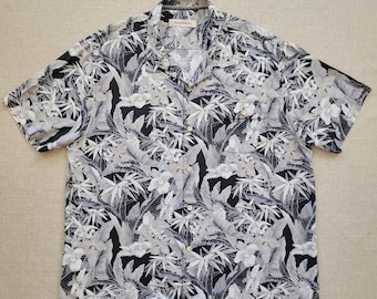 TOMMY BAHAMA Seide Hawaiihemd, Hibiskus Blumendruck, Herren XXL