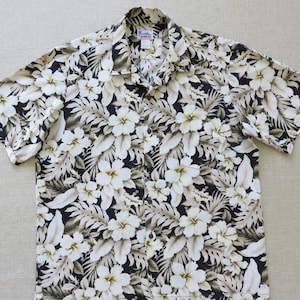 HAWAII Hawaiian Shirt, Aloha Shirt, Made In Hawaii, Tropical Flower Palooza Beach Party Shirt, 100% Cotton, Mens Size LARGE