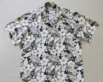 HAWAII Hawaiian Shirt, Aloha Shirt, Made In Hawaii, Tropical Flower Palooza Beach Party Shirt, 100% Cotton, Mens Size LARGE