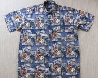 Hawaiian Shirt Men REPP LTD Tropical Aloha Shirt Paradise Lovers Postcard Island Adventure Camp Style - 2XTall - Oahu Lew's Shirt Shack