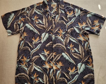 Hawaii Hemd , FOUNDRY Rayon Aloha Shirt, Tropischer Regen Wald Druck, 2XLT