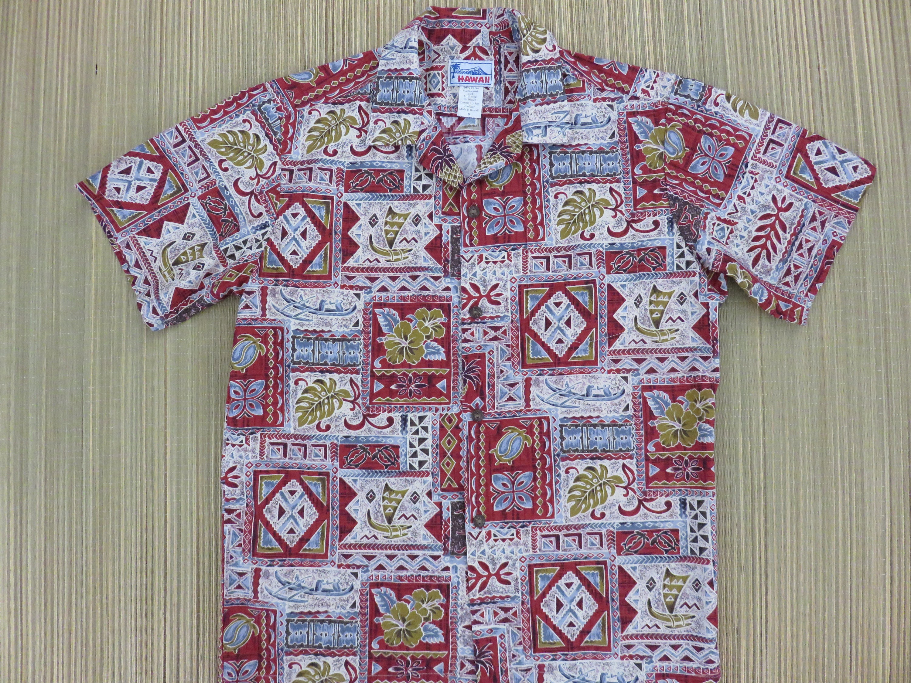 Hawaiian Shirt Men HAWAII Brand Aloha Shirt Vintage Tiki Tribal Turtles