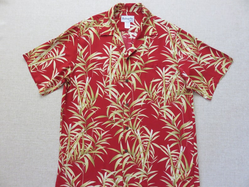 Hawaiian Shirt, BISHOP ST. Hawaiian Shirt, Tropical Aloha Wear, Made in Hawaii, Bamboo Palooza Beach Shirt, 100% Rayon Men's Size MEDIUM image 1