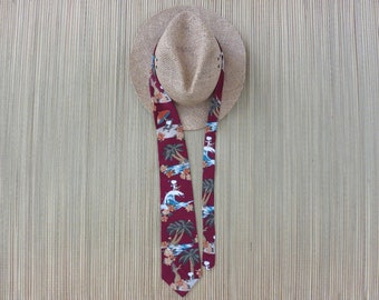 SNOOPY Tie Surfing Snoopy Necktie PEANUTS Woodstock Hawaiian Hula Girl Dancer Novelty Vintage Aloha Neck Tie - Oahu Lew's Shirt Shack