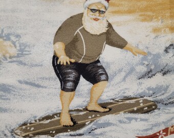 Weihnachten Hawaiihemd , SANTA HAWAIIAN SHIRT , Surfin 'Santa Beach Shirt, 100% Baumwolle Aloha Shirt, Herren Größe L