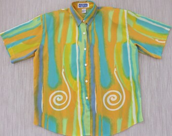 Vintage Hawaiian Shirt Vintage 80s Shirt KOKOMO Beach Boys Florida Keys Gnarly Tropical Print Aloha Shirt Mens - L - Oahu Lew's Shirt Shack