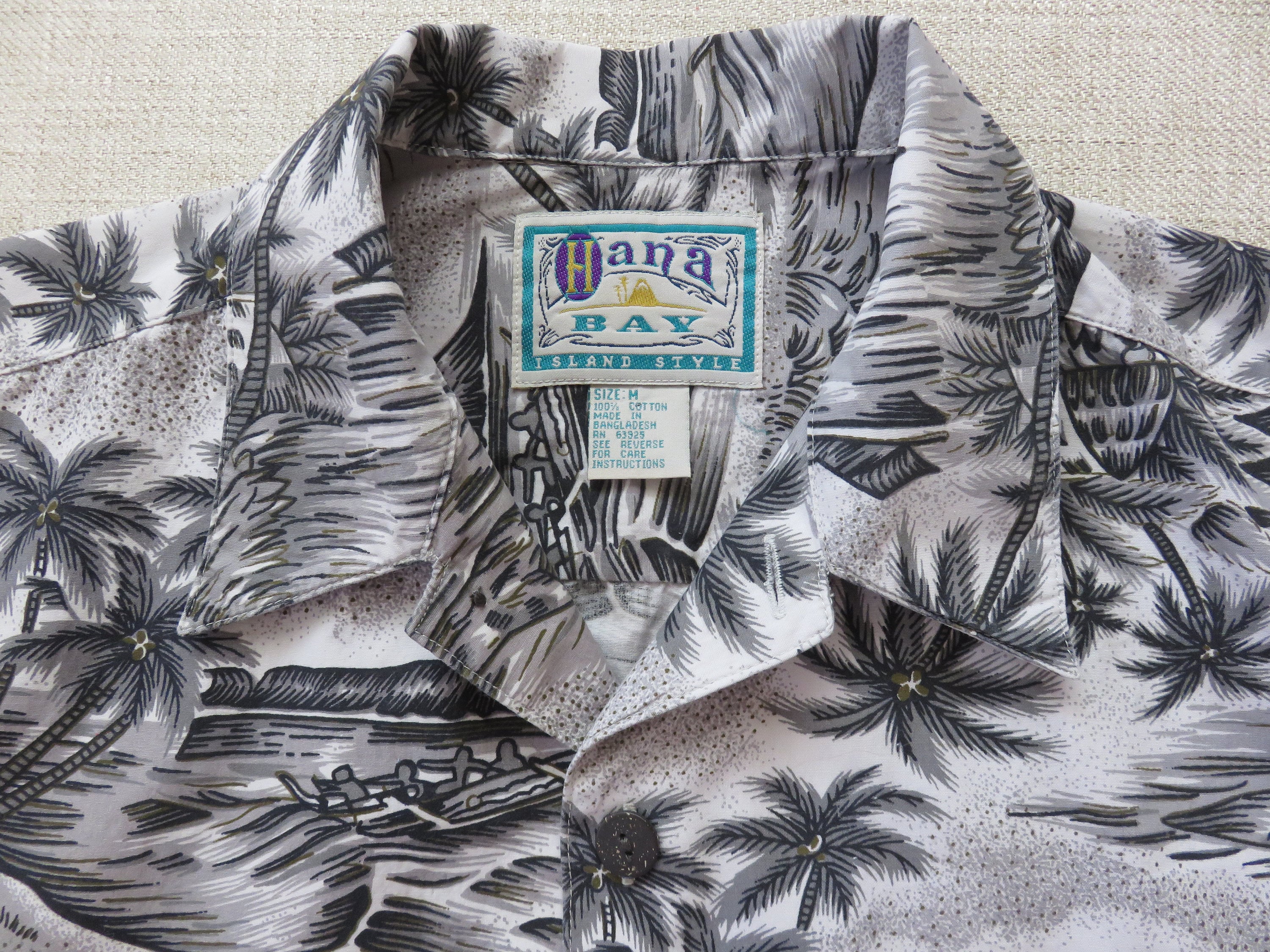 Chemise Hawaiian Aloha Hana Fashion Taille L - 100% Coton, Motifs Palmiers Fleurs