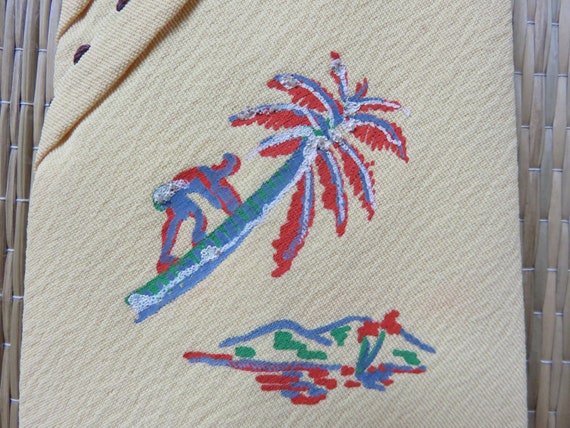 Vintage Hawaiian Tie Hand Painted Necktie JEWEL T… - image 4