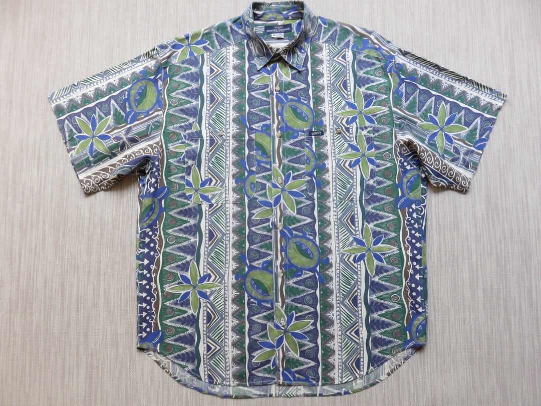 Vintage Hawaiian Shirt GUESS Mod Turtle Aloha Shirt by Georges - Etsy