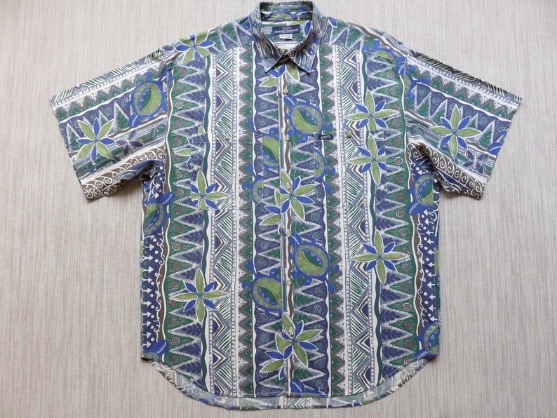 Vintage Hawaiian Shirt GUESS Mod Turtle Aloha Shirt by Georges Marciano ...