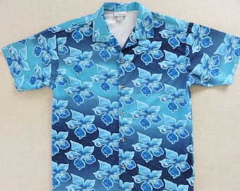 Camisa hawaiana para niños, CANYON RIVER BLUES Camisa hawaiana Camisa hawaiana para niños, Camisa de playa Mod Hibiscus 100% poliéster Botón abajo Tamaño juvenil 14/16