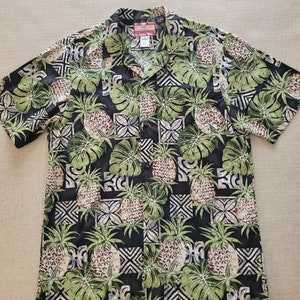 Men&#39;s Hawaiian Shirt, RJC Aloha Shirt, Made in Hawaii, Pineapple Palooza Beach Shirt, 100% Cotton Button Down, Mens Size Large