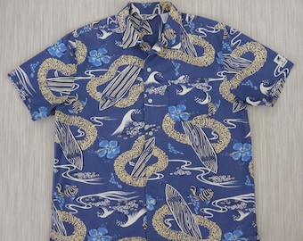 Hawaiian Shirt Men STRUCTURE Aloha Shirt Vintage Inspired Copyrighted Surfboard Lei Hibiscus Print Mens Camp - L - Oahu Lew's Shirt Shack