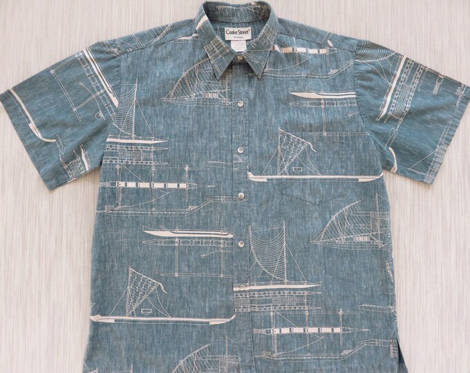Hawaiian Shirt COOKE STREET Aloha Catamaran Blueprint Sailboat - Etsy