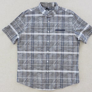 Hawaiian Shirt, MURANO Plaid Hawaiian Shirt, Beach Cowboy Shirt, Tropical Plaid Hawaii Shirt, 100% Cotton Tapered SLIM Fit, Mens Size XL