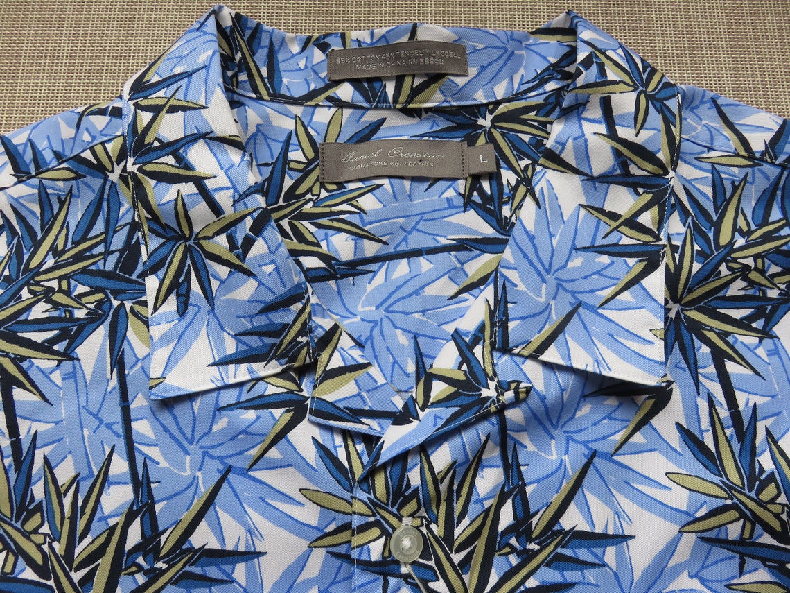 Hawaiian Shirt DANIEL CREMIEUX Bodacious Blue Bamboo Hawaii | Etsy