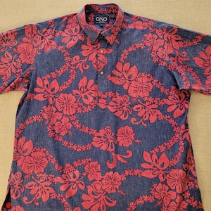Hawaiian Shirt Men, ONO Mod Tropical PULLOVER, Aloha Hawaii Shirt, Hawaiian Beachcomber Style, 100% Cotton Reverse Print, Size XXL