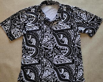 PULLOVER Hawaiihemd, PALMWAVE Polynesisches Hawaiihemd, Tattoo Art Aloha Hemd, 100% Polyester Herren Größe L
