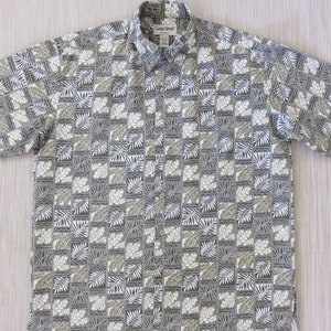 Hawaiian Shirt COOKE STREET Tropiholic Aloha Shirt Trippy Copyrighted Abstract Foliage Tiles 100% Cotton Camp - M - Oahu Lew&#39;s Shirt Shack