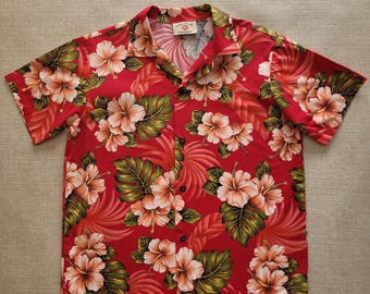Jungen Hawaiihemd, HAWAII STATION Hemd, Made in Hawaii, Kinder Aloha Hemd, Mod Hibiscus Strand Hemd, 100% Baumwolle Jungen/Jugendliche Größe 44