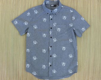 STAR WARS Shirt Darth Vader Shirt Copyrighted Lucas Film Ltd. Trademark Button Down Hawaiian Shirt Cotton Mens - S - Oahu Lew's Shirt Shack