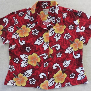 Women&#39;s Hawaiian Shirt, GO NATIVE Hawaiian Shirt, Hawaii Aloha Top, Mod Flower Ladies 100% Rayon Blouse, Woman Size XL