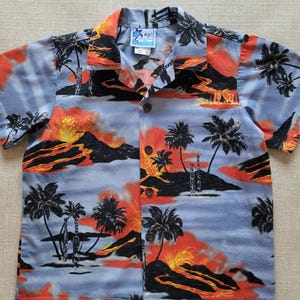 Boy&#39;s Hawaiian Shirt, RJC HAWAII Kids Aloha Shirt, Made in Hawaii, Pele Volcano Goddess Button Down Beach Shirt, 100% Cotton, Boys Size 6